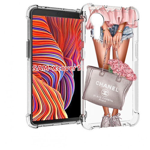 Чехол MyPads Сумка-с-цветами женский для Samsung Galaxy Xcover 5 задняя-панель-накладка-бампер