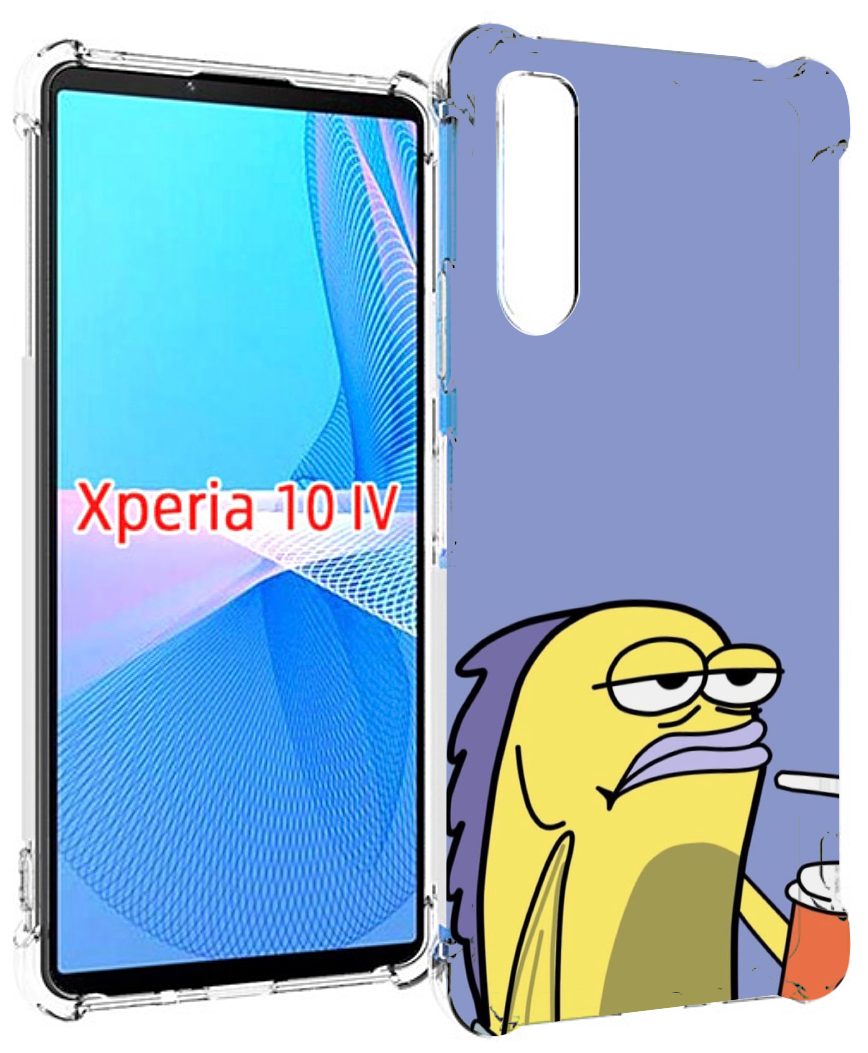 Чехол MyPads грусная-рыба-из-спанч-боба для Sony Xperia 10 IV (10-4) задняя-панель-накладка-бампер