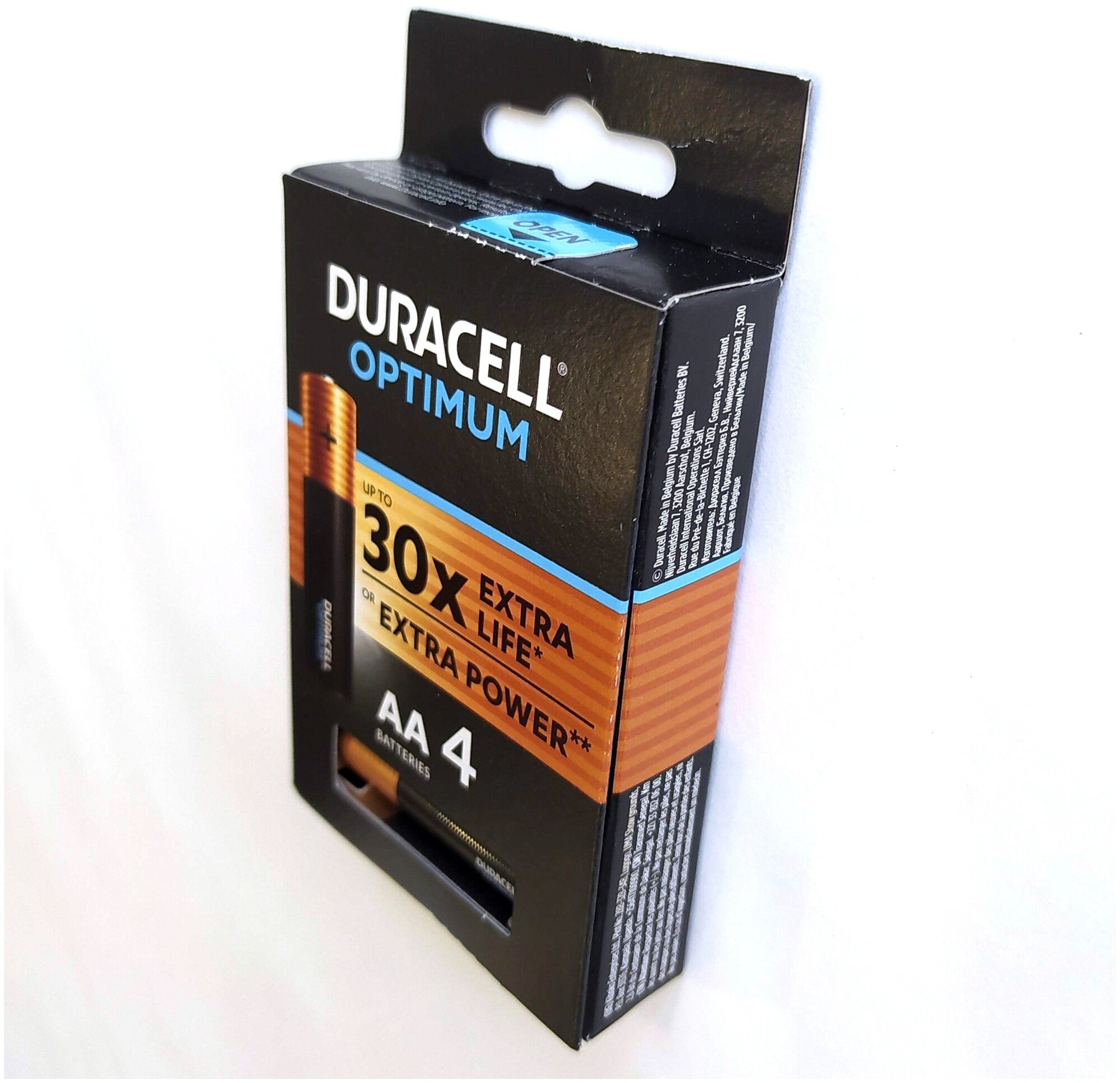 Батарейки Duracell 5014061 Аа Алкалиновые 1,5V 4 Шт. Lr6-4Bl Optimum DURACELL арт. Б0056020 - фотография № 2