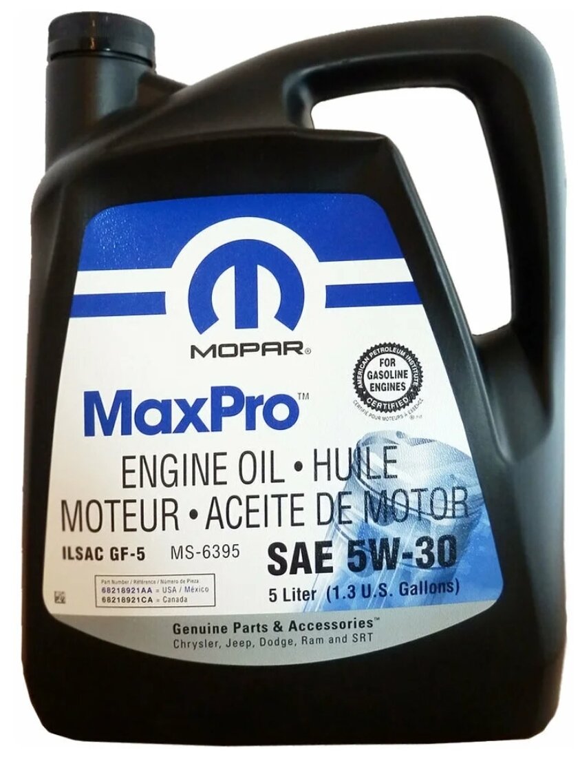 Синтетическое моторное масло Mopar MaxPro SAE 5W-30, 5 л