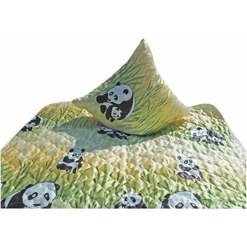 Набор подушек 70х70 и одеяла Атласное Панда облегченное 200х220