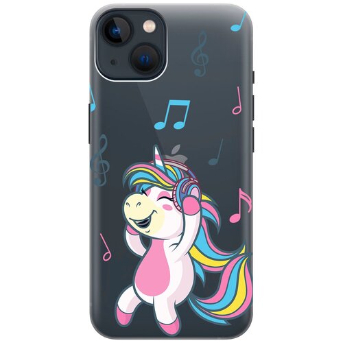 Силиконовый чехол на Apple iPhone 14 Plus / Эпл Айфон 14 Плюс с рисунком Musical Unicorn силиконовый чехол на apple iphone 14 plus эпл айфон 14 плюс с рисунком musical unicorn soft touch розовый
