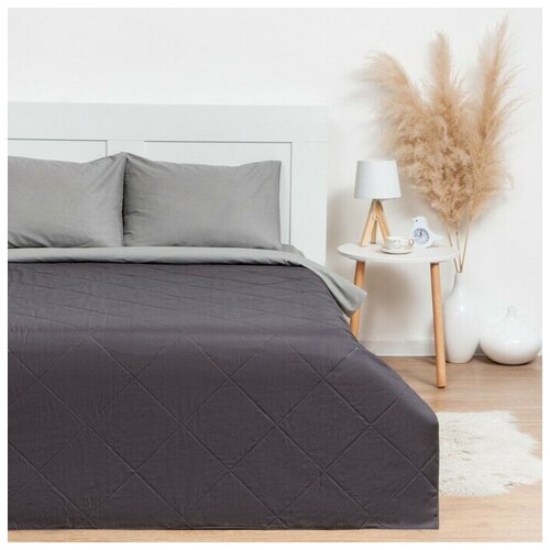 Покрывало Евро Макси 240х210 5 см цвет темно-серый микрофайбер 100 пэ 3620₽