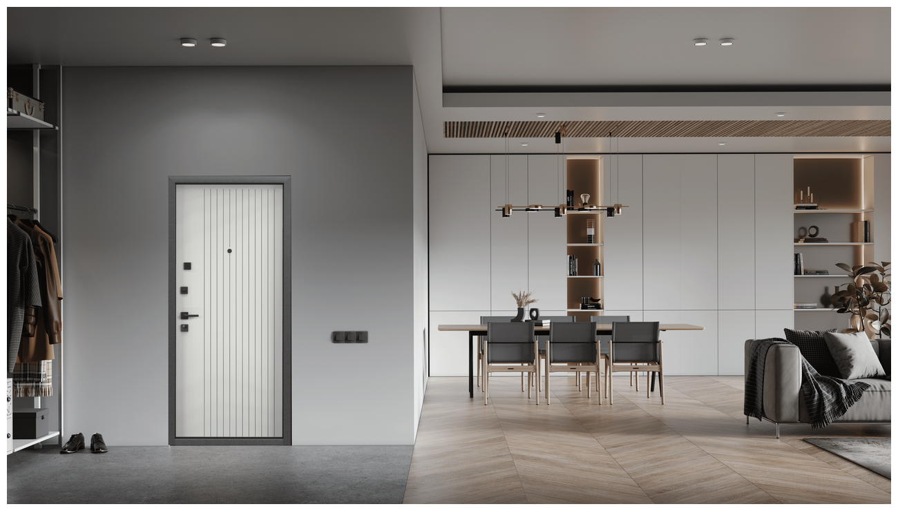 Дверь входная для квартиры Torex Super Omega PRO 950х2070, левый, тепло-шумоизоляция, антикорозийная защита, замки 4-ого класса, темно-серый/серый - фотография № 4