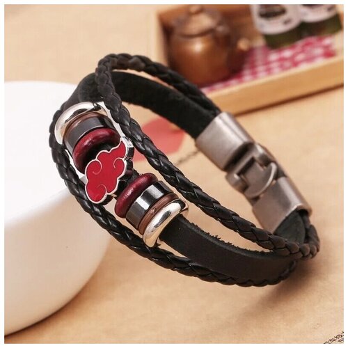 Браслет, черный, красный