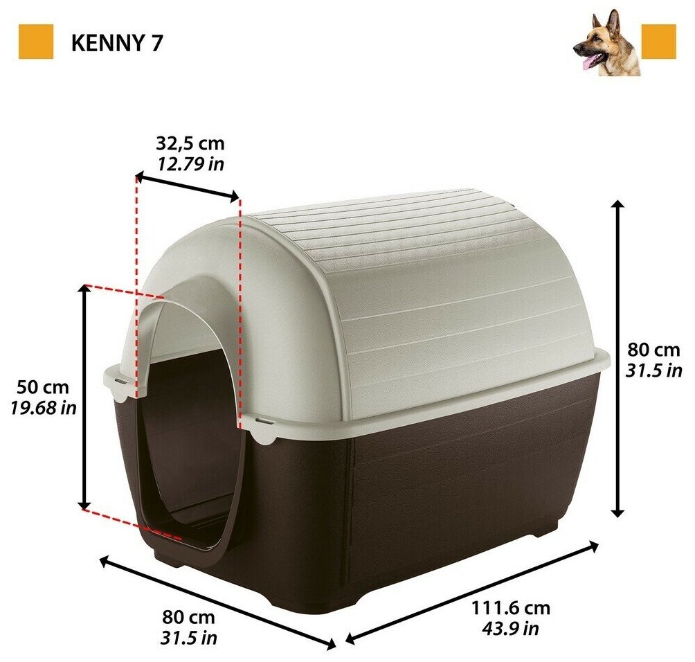 Будка для собак Ferplast Kenny 07 80х111.6х80 см коричневый/белый - фотография № 11