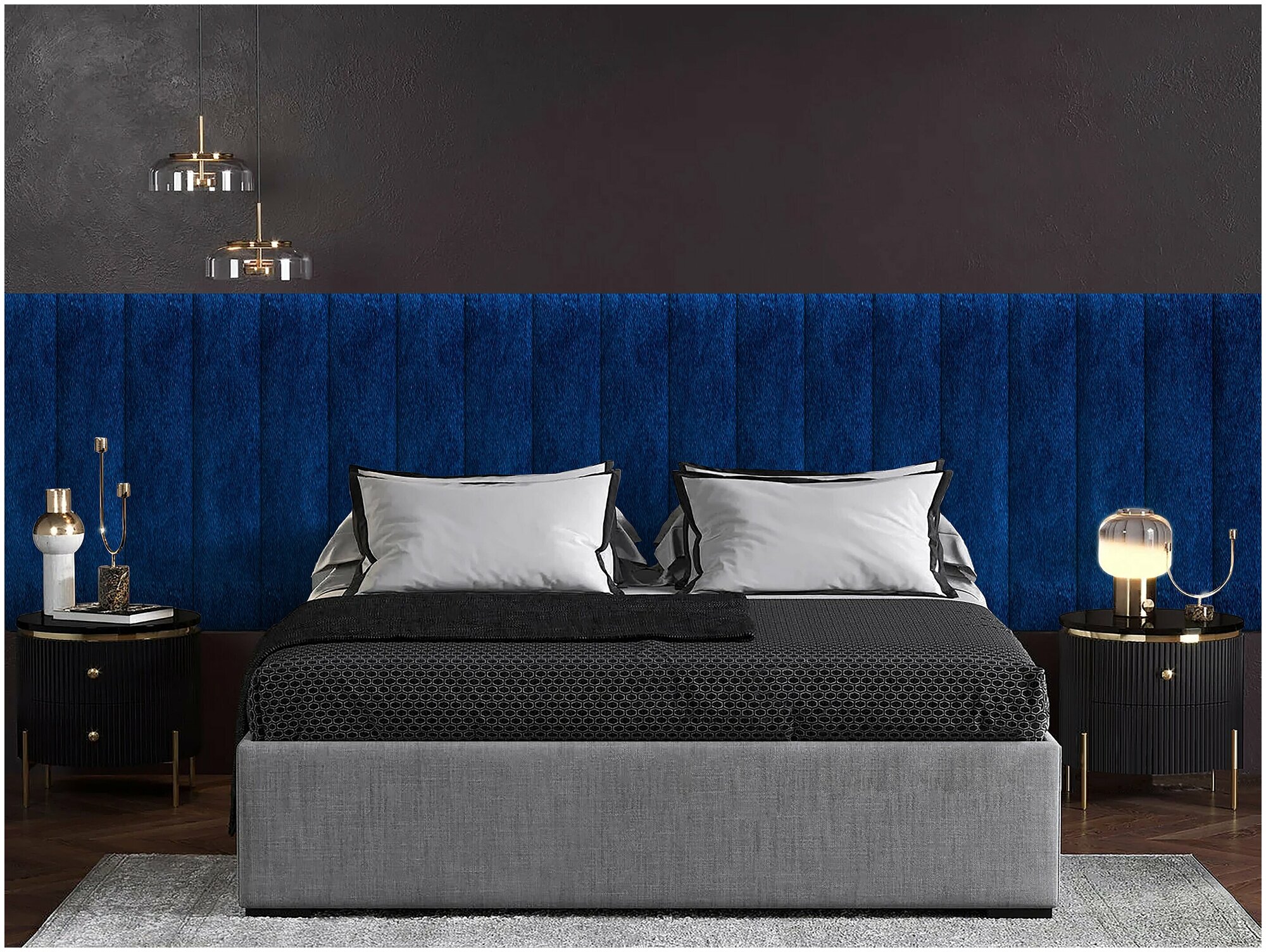 Панель кровати Velour Blue 20х100 см 1 шт. - фотография № 1