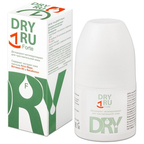 Купить Антиперспирант роликовый DryRU Forte Roll-on, для чувствительной кожи, 50 мл, 1 шт., Dry RU