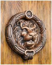 Дверной молоток "Лев" (медь)/Стучалка для двери/Дверная ручка-кольцо