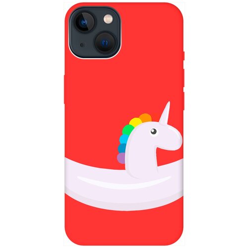 Силиконовый чехол на Apple iPhone 14 Plus / Эпл Айфон 14 Плюс с рисунком Unicorn Swim Ring Soft Touch красный силиконовый чехол на apple iphone 14 эпл айфон 14 с рисунком unicorn swim ring soft touch красный