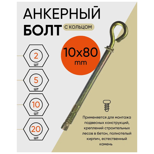 Анкерный болт с кольцом 10х80 (10 шт.)