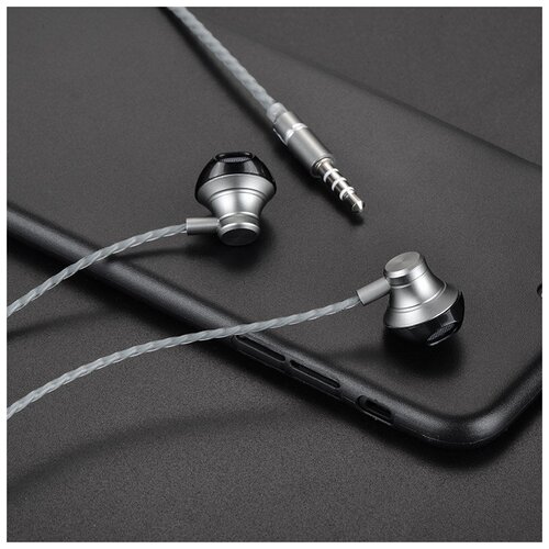 Проводные наушники HOCO M18 Gesi Metallic Jack 35mm 12 м тусклый контроллер с микрофоном 60200₽