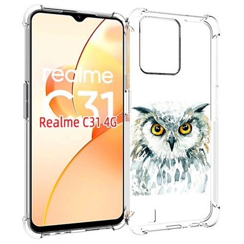 Чехол MyPads Серьезная сова для OPPO Realme C31 задняя-панель-накладка-бампер