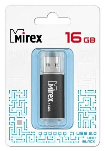 Накопитель USB 2.0 16GB Mirex UNIT 13600-FMUUND16 USB 16GB Mirex UNIT чёрный (ecopack)