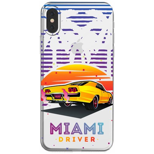 Силиконовый чехол Mcover для Apple iPhone X с рисунком Майами драйв силиконовый чехол mcover для apple iphone 11 с рисунком драйв майами