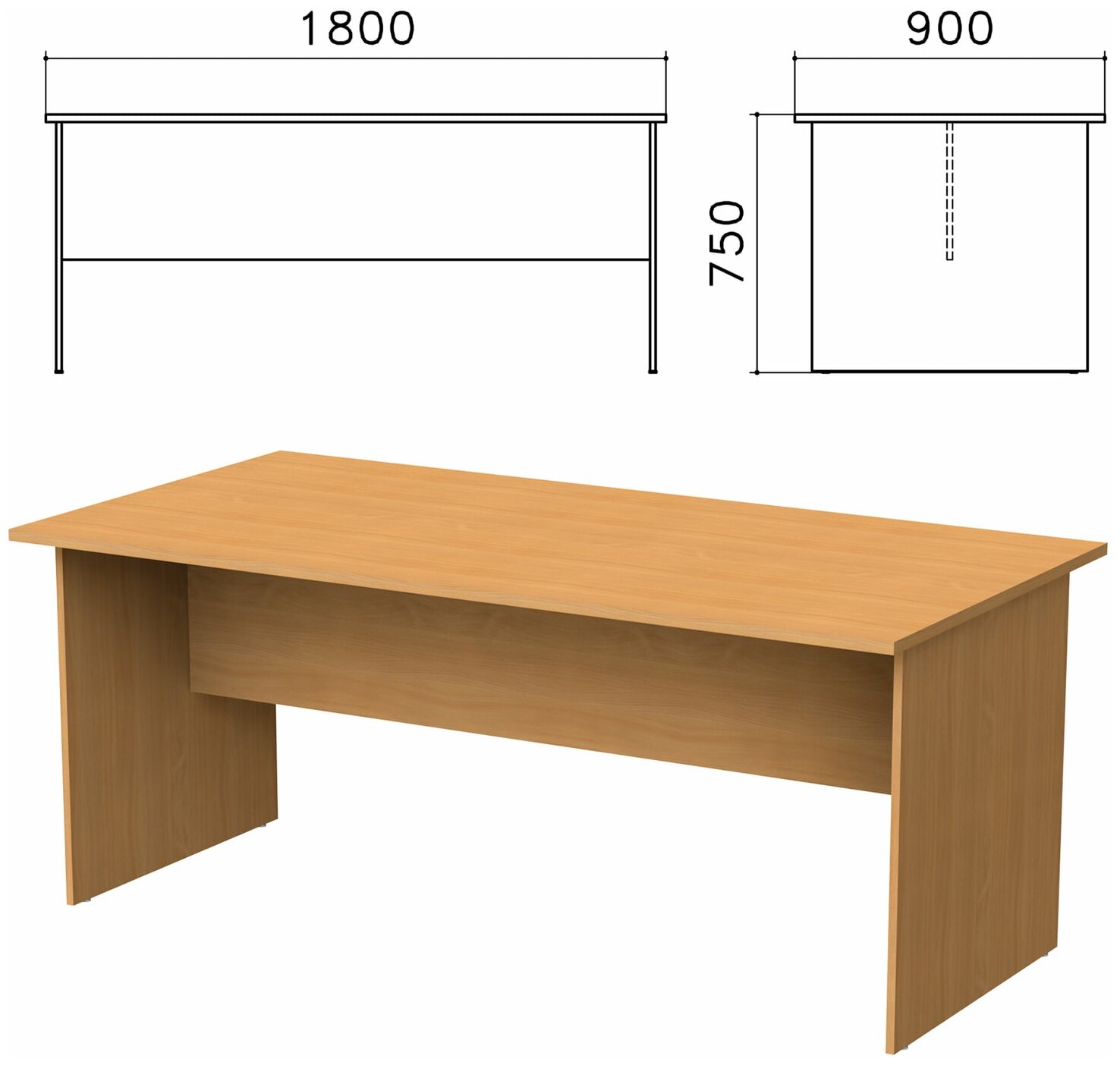 Стол для переговоров "Монолит", 1800х900х750 мм, цвет бук бавария, СМ18.1 - 1 шт.