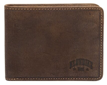 Бумажник KLONDIKE 1896, натуральная кожа, гладкая фактура, без застежки, отделение для карт, коричневый