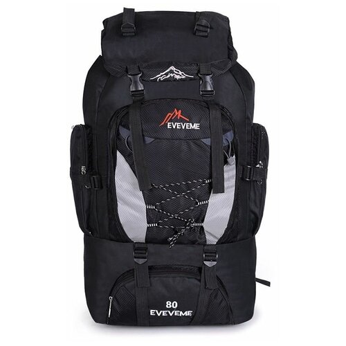 Рюкзак туристический Eveveme Водонепроницаемый Backpack Bag Black черный, 80 л