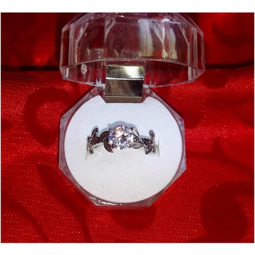 Кольцо помолвочное, циркон, размер 16.5, серебряный