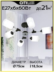 Люстра потолочная Citilux Эрик CL136165 белый черный