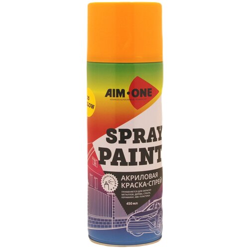 AIM-ONE Краска-спрей желтая 450мл (аэрозоль). Spray paint yellow SP-Y25