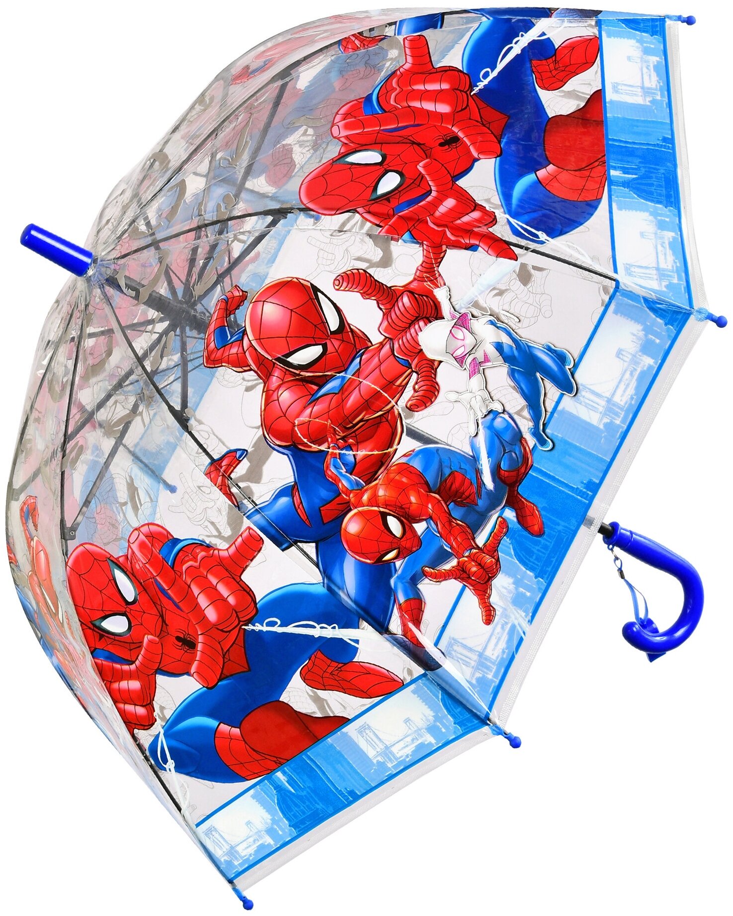 Зонт детский для мальчика, зонтик трость полуавтомат P013, голубой