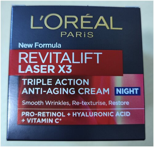 LOreal Paris Крем-маска для лица Revitalift Лазер x3 с Гиалуроновой кислотой 40+ ночной 50 мл