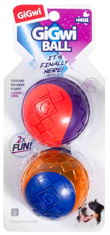 Gigwi игрушка для собак Два мяча с пищалкой 8см, серия GiGwi BALL