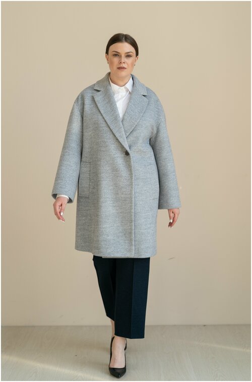Пальто  Modress зимнее, силуэт прямой, удлиненное, размер 62, серый