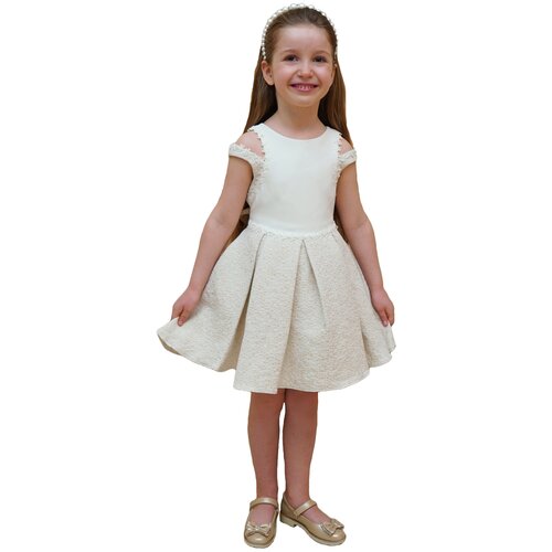 Платье праздничное, LUGU, цвет белый, размер 104