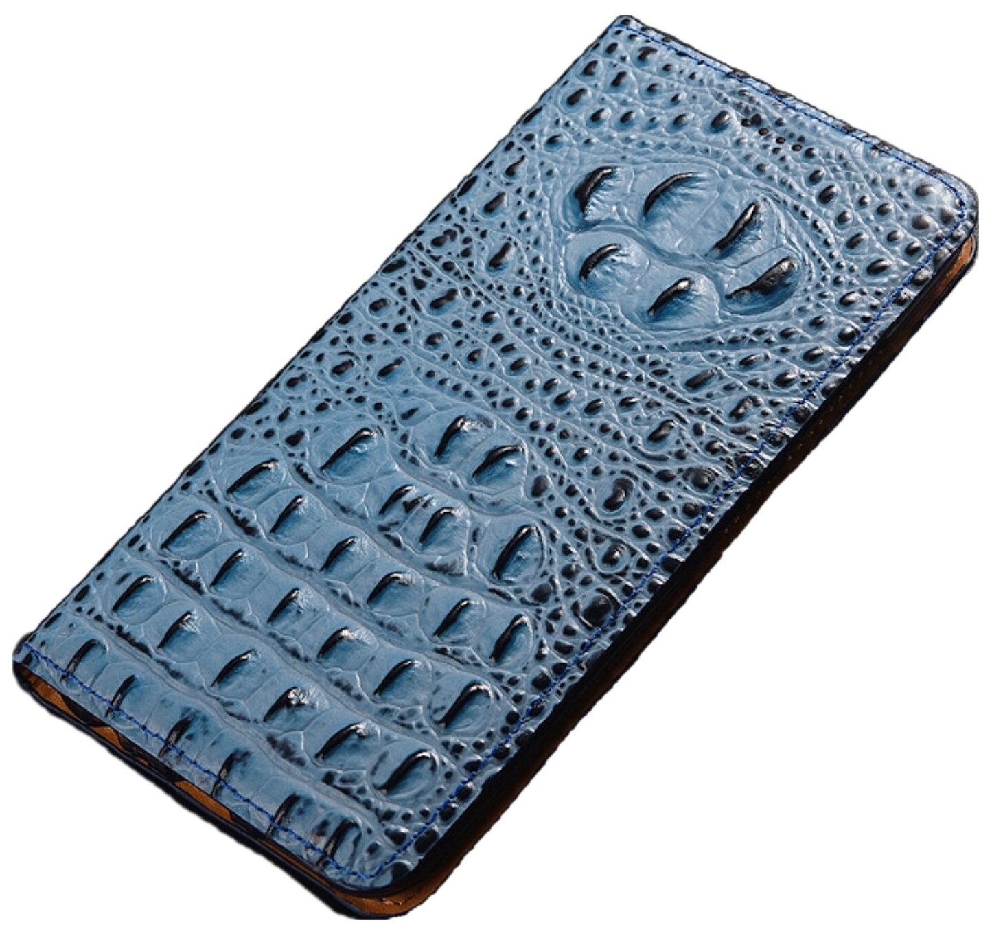 Чехол-книжка Чехол. ру Premium для Huawei P40 Pro из натуральной кожи с объёмным 3D рельефом спинки кожи крокодила роскошный эксклюзивный синий