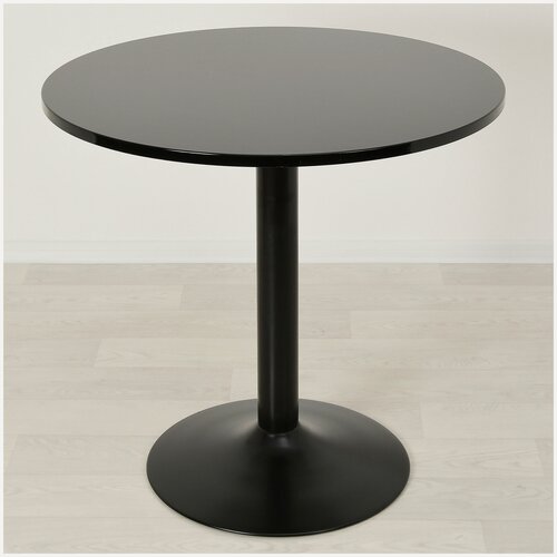 Изображение товара Круглый обеденный стол Троя 18 МДФ черный/черный D90