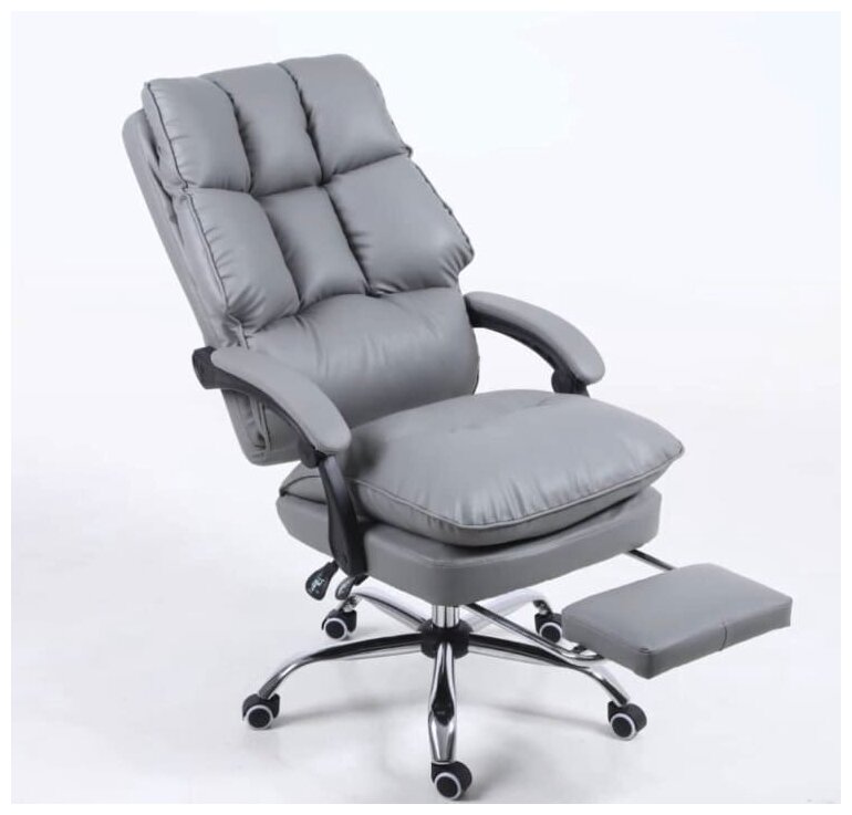 Кресло компьютерное , офисное , руководителя с подножкой , игровое комфортное мягкое мягкие прорезиненные колёсики