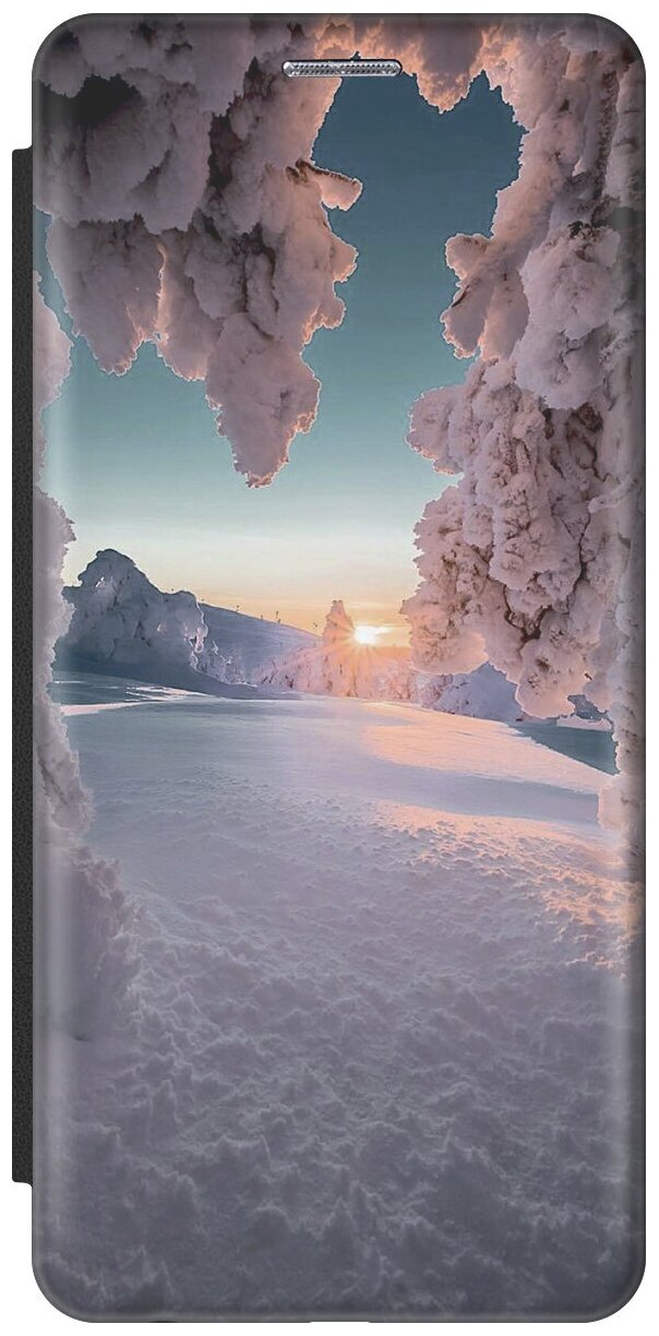Чехол-книжка Заснеженные ветви на закате на Xiaomi Redmi 7A / Сяоми Редми 7А черный