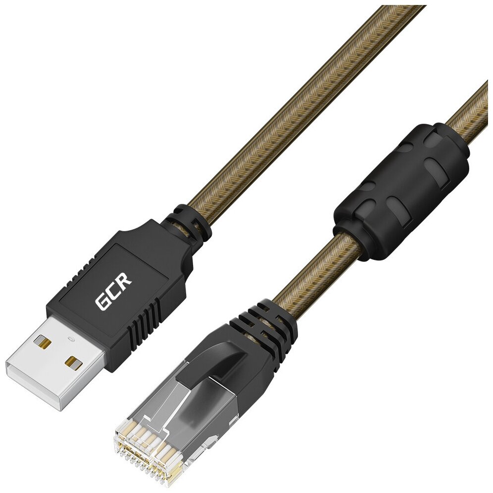 Кабель консольный USB 2.0 AM/RJ50 (10P10C) (GCR-CONS) черно-прозрачный 1.0м