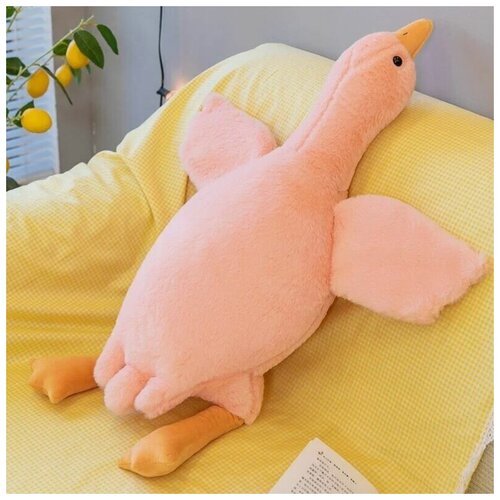 Мягкая игрушка Гигантский гусь Толстяк 70 см / подушка-обнимашка утка, розовый