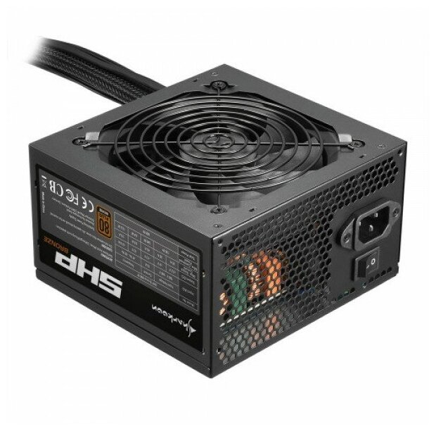 Sharkoon SHP Bronze 600W Игровой Блок питания чёрный (600 Вт, 80 Plus Bronze, 120 мм вентилятор)