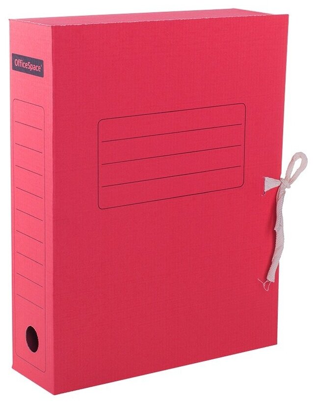 Папка архивная OfficeSpace с завязками, микрогофрокартон, 75 мм, красный, до 700 листов (225428)