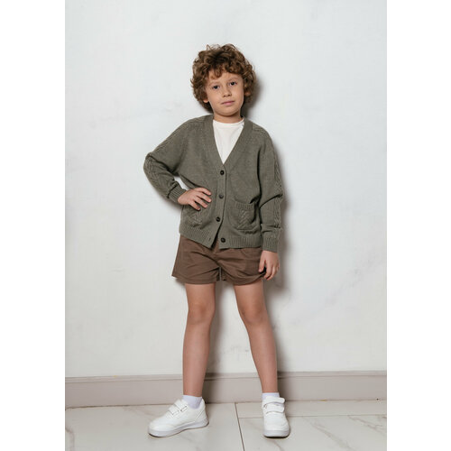 Кардиган MAMOUR enfants, размер 122-128, серый, зеленый кардиган для девочки zara cable knit красный