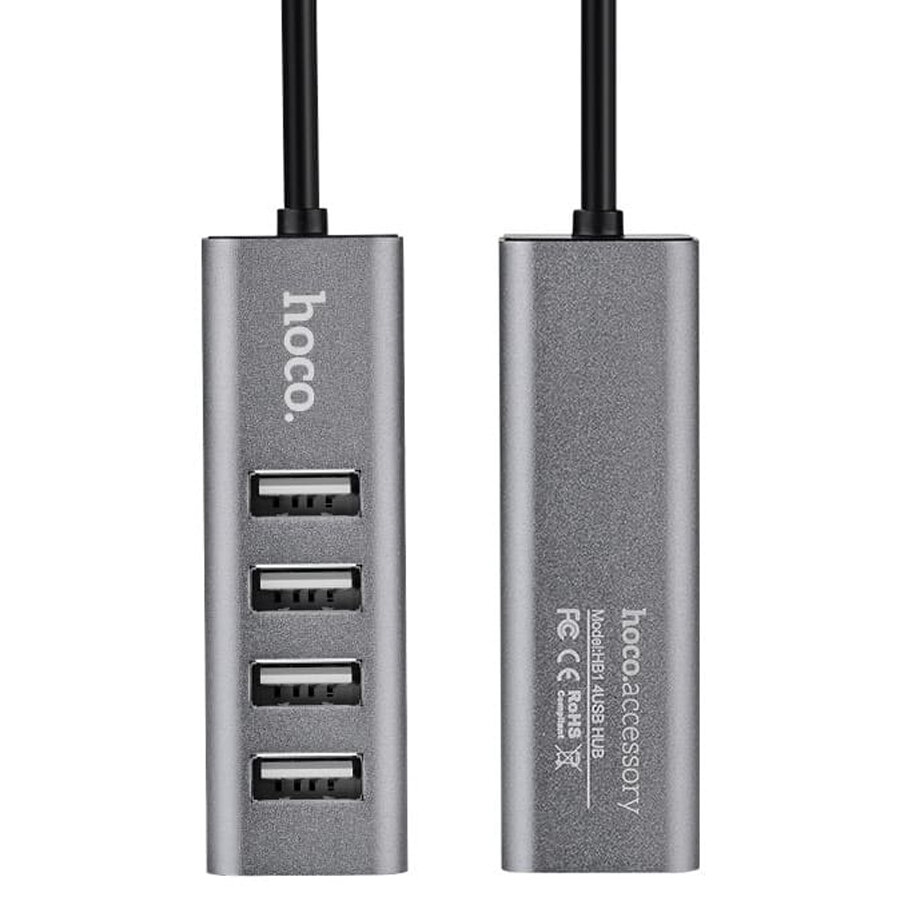 Хаб Hoco HB1 Line Machine USB to 4xUSB - Серебристый (silver usb)