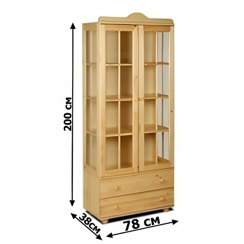 Шкаф витрина двухстворчатая Pin Magic МД 617 дерево/лак массив сосны 78х38х200 см