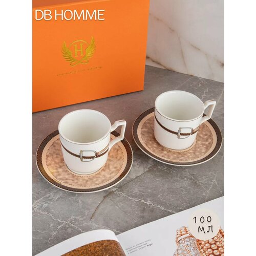 Кофейный набор кружка керамическая с блюдцем, набор 2 шт