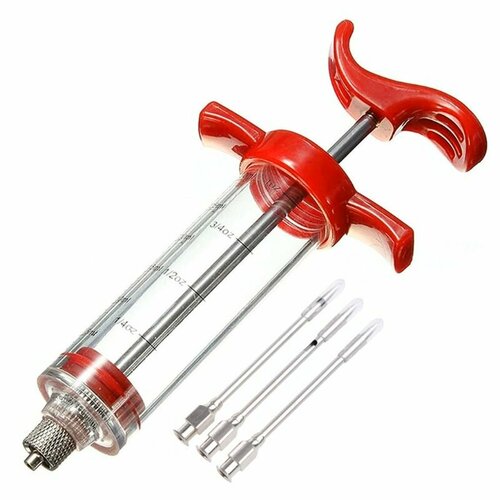 Пластиковый набор инжекторов для мяса для курильщиков с 3 иглами для пищевых шприцев, идеально подходит для инъекций маринада в индейку Bri