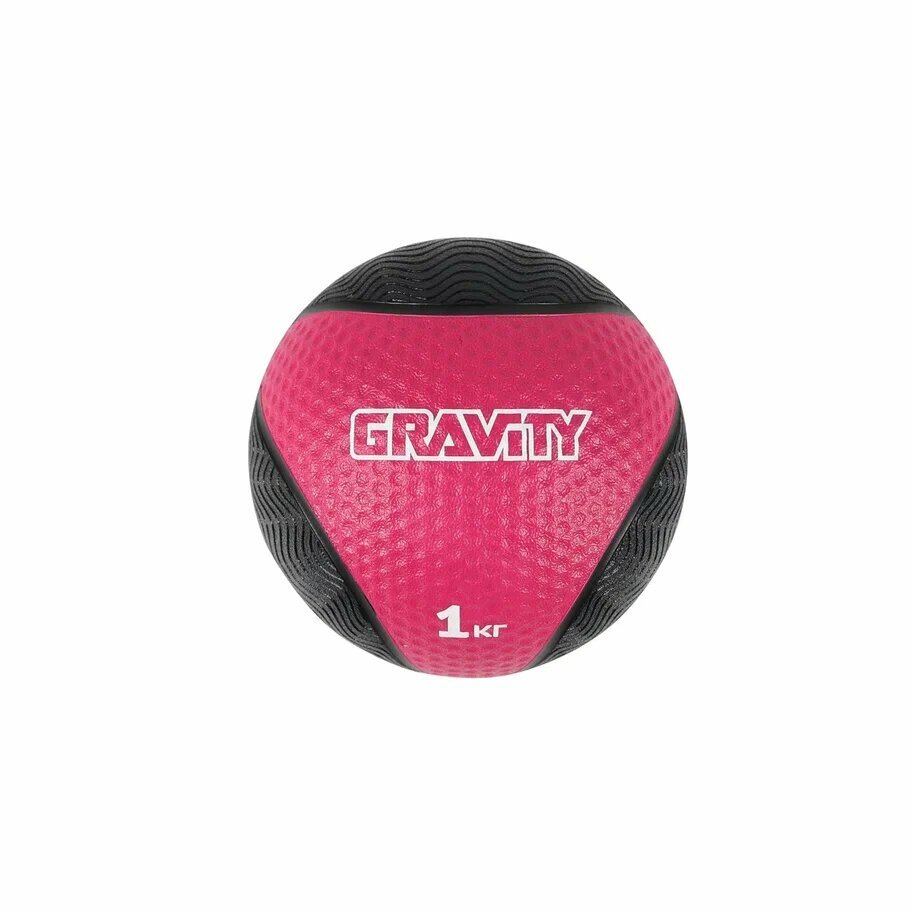 Резиновый медбол Gravity, 1кг, розовый — фото 1