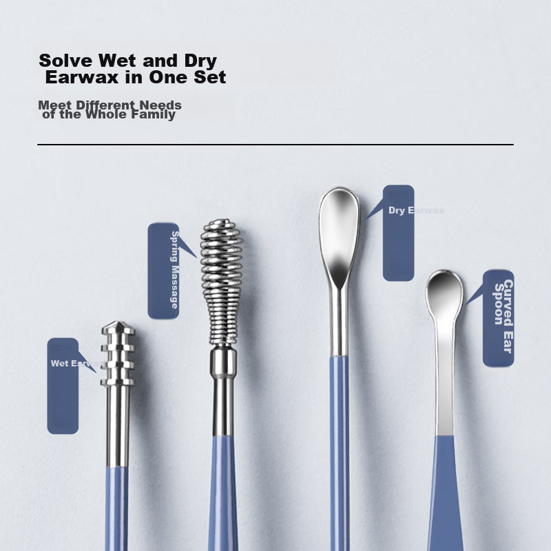 Creative Art Ear Pick Set, Ear Cleaning Tools, Spiral Ear Cleaning Kit, Stainless Steel 6-Piece Ear Cleaning Set