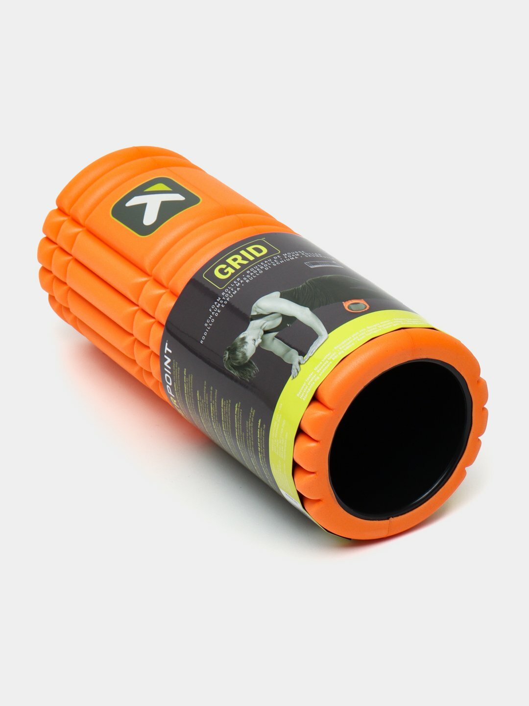 Массажный цилиндр, роллер, ролл, валик для фитнеса Trigger Point Grid, 33 см, оранжевый — фото 1