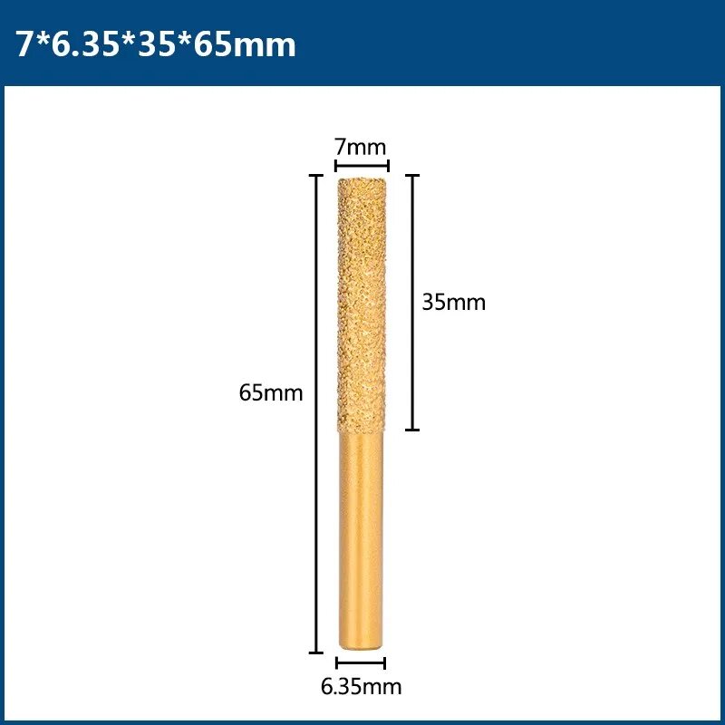 Алмазное сверло CMCP с пайкой  Фрезерный резак с прямым хвостовиком для мрамора  гранита  инструмент для резьбы  машина для обрезки плитки 6 35x7x65 Gold