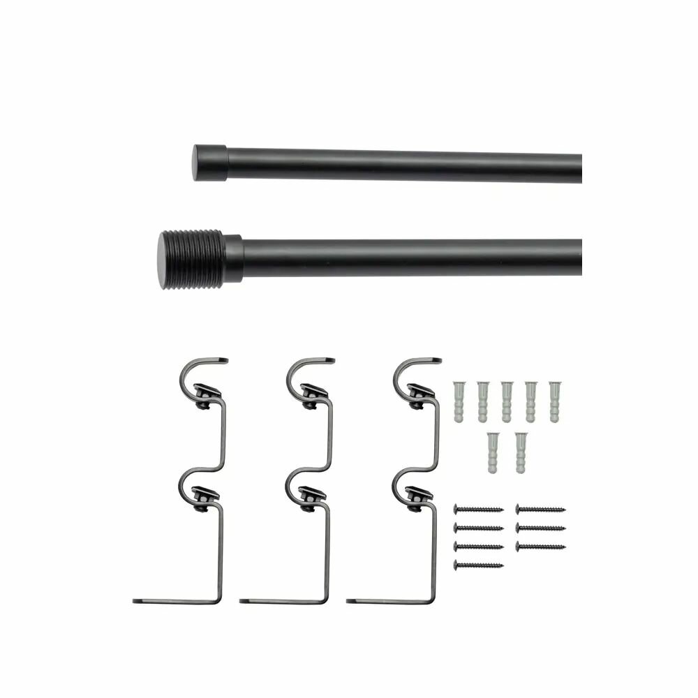 Карниз для штор раздвижной двухрядный HB-CR004 160-300 см сталь цвет черный