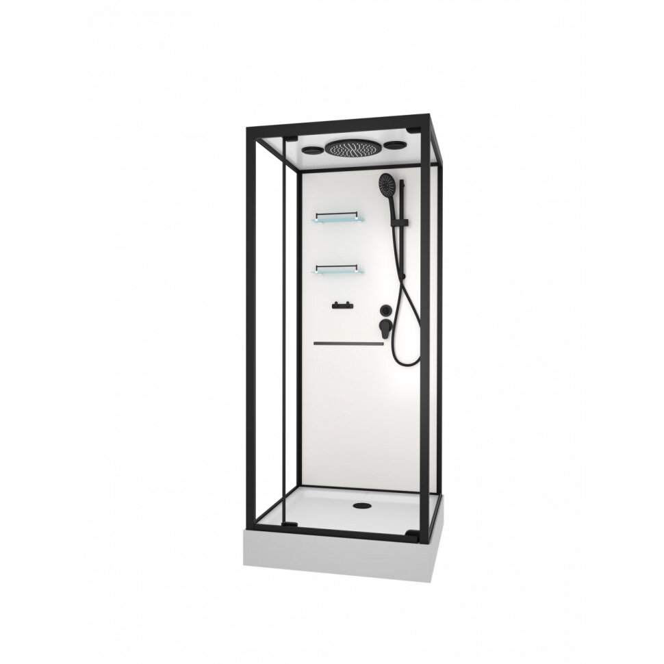 Душевая кабина Frank F401 Black 90x90 см матовое стекло 20339