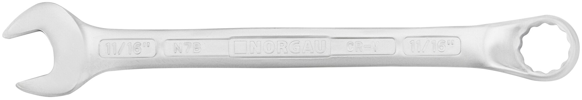 Ключ гаечный 11/16" NORGAU Industrial, "HРM" High precision machining 220 мм, рожковый и накидной профиль.